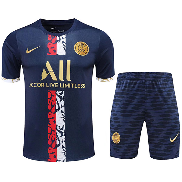 Paris Saint-Germain maglia da allenamento abbigliamento sportivo uniforme da uomo maglia da calcio blu navy maglietta sportiva da calcio 2022-2023